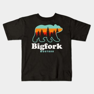 Bigfork Montana Bear Retro Sunset Kids T-Shirt